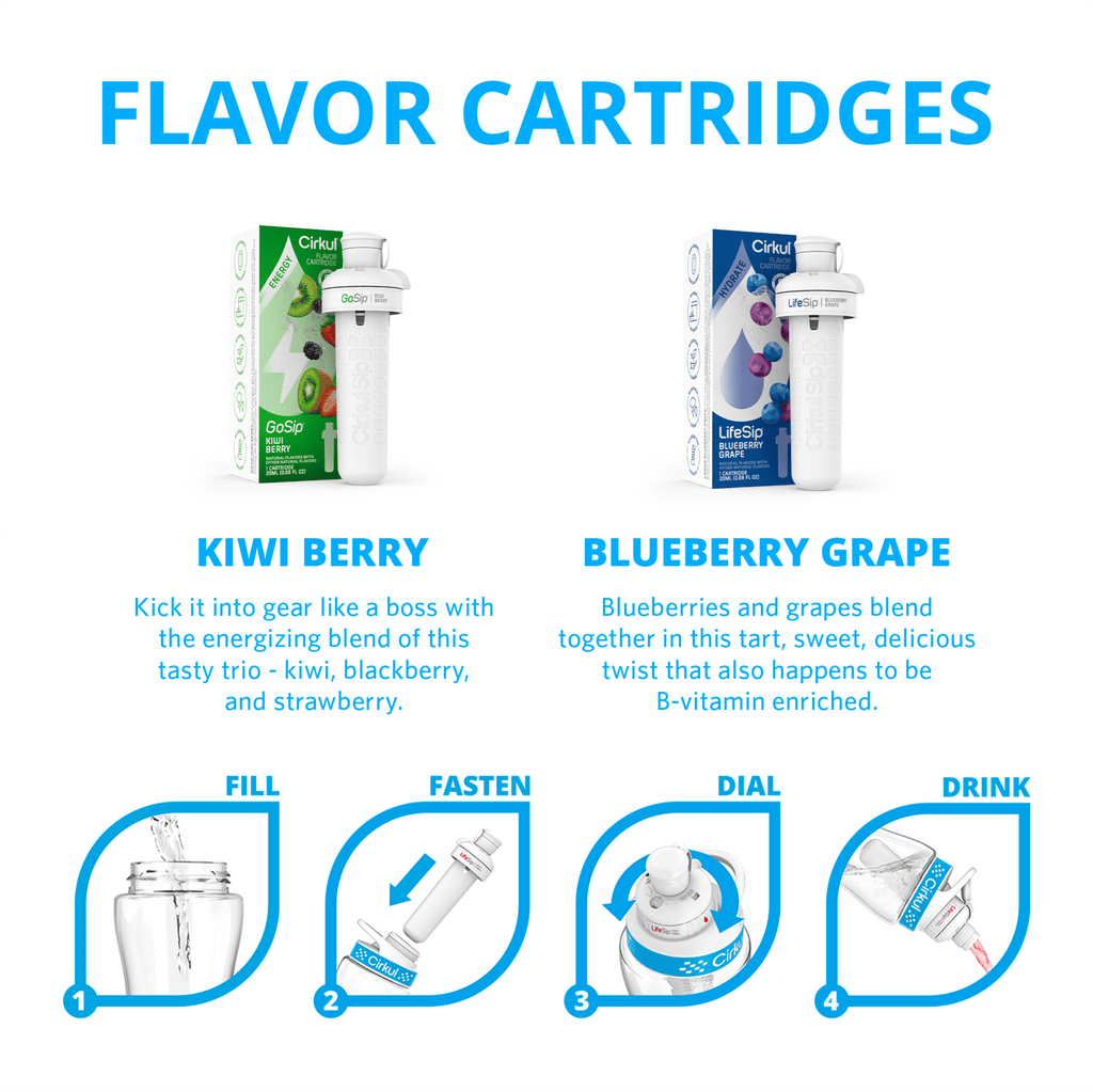 32Oz Matte Black Stainless Steel Starter Kit with Matte Black  Lid 2.0 and 2 Flavor Cartridges (Blueberry Grape & Kiwi Berry)