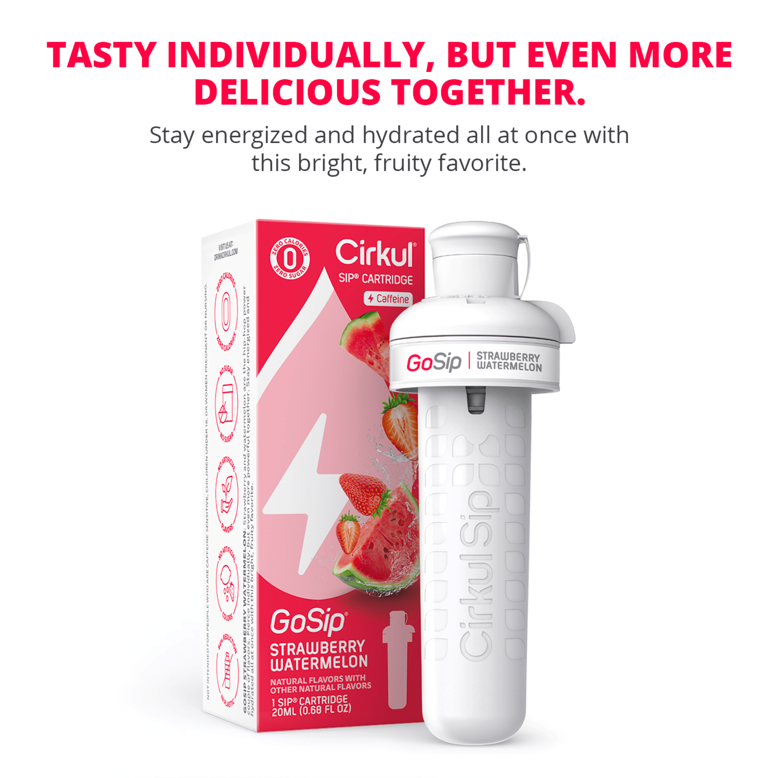 Gosip Strawberry Watermelon Flavor Cartridge, Drink Mix, 1-Pack