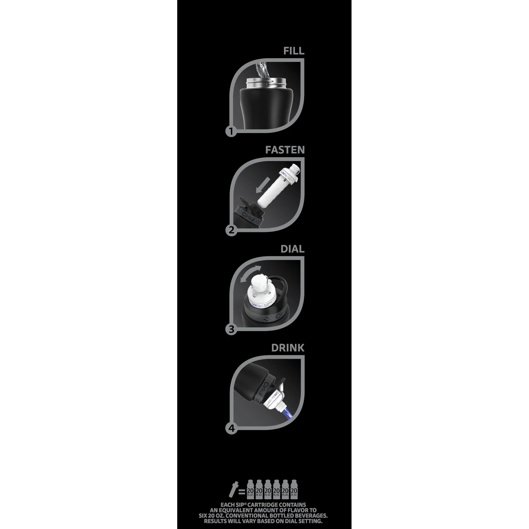 32Oz Matte Black Stainless Steel Starter Kit with Matte Black  Lid 2.0 and 2 Flavor Cartridges (Blueberry Grape & Kiwi Berry)