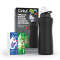 32Oz Matte Black Stainless Steel Starter Kit with Matte Black  Lid 2.0 and 2 Flavor Cartridges (Blueberry Grape & Kiwi Berry)