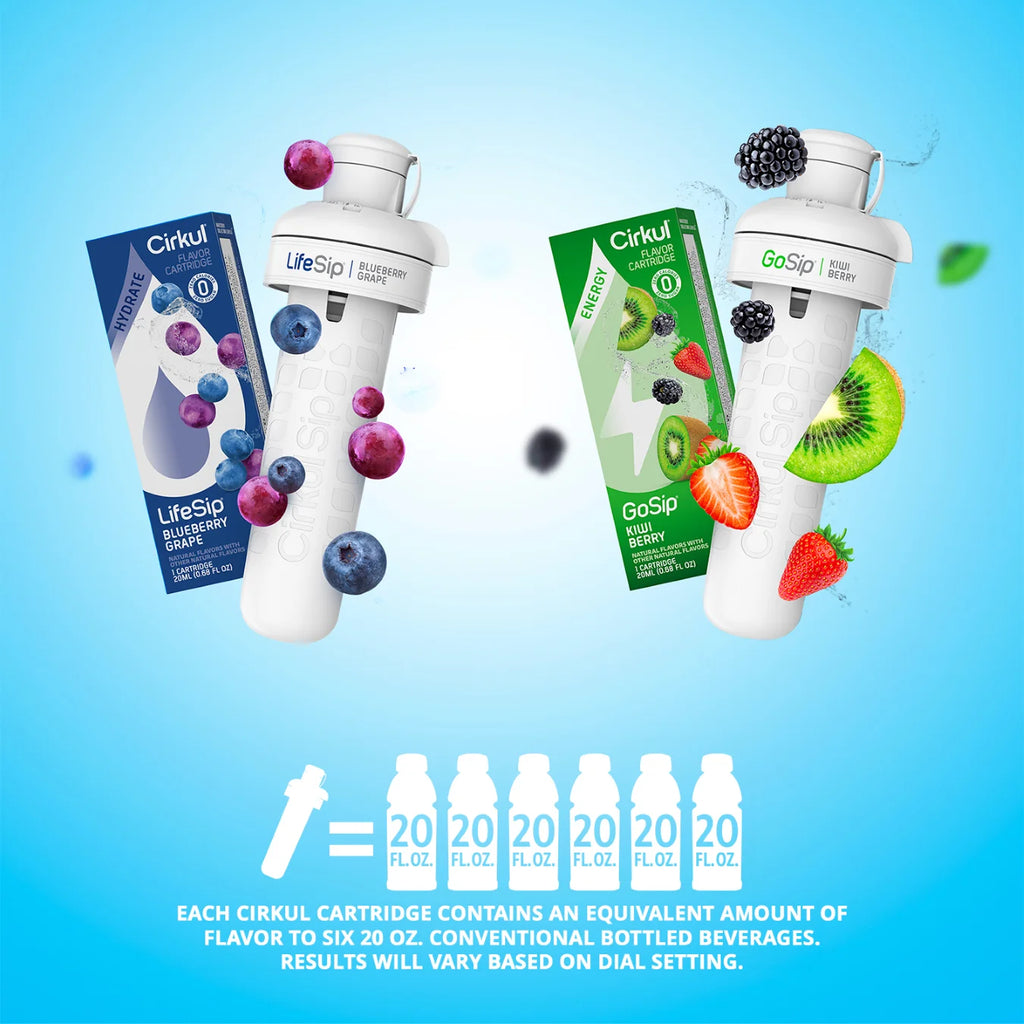 32Oz Matte Black Stainless Steel Starter Kit with Matte Black  Lid 2.0 and 2 Flavor Cartridges (Blueberry Grape & Kiwi Berry)
